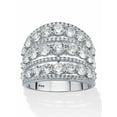 thumbnail image 1 of PalmBeach Jewelry Round Cubic Zirconia Multi-Row Openwork Dome Cocktail Ring 5.23 TCW in Sterling Silver, 1 of 5