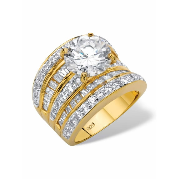 PalmBeach Jewelry Round Cubic Zirconia Multi-Row Scoop Engagement Ring 7.15 TCW in Gold-Plated or Platinum-Plated Sterling Silver