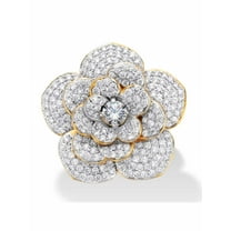 PalmBeach Jewelry Round Cubic Zirconia Rose Flower Cocktail Ring 3.58 TCW Gold-Plated