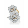 thumbnail image 1 of PalmBeach Jewelry Round Cubic Zirconia Rose Flower Cocktail Wrap Ring 2.81 TCW Gold-Plated, 1 of 6