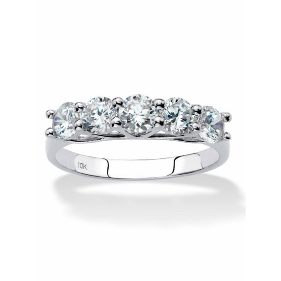 PalmBeach Jewelry Round Cubic Zirconia Single Row Ring Band 1.25 TCW in Solid 10k Yellow or White Gold