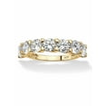 thumbnail image 1 of PalmBeach Jewelry Round Cubic Zirconia Single Row Wedding Band 3.50 TCW in Platinum-Plated or Gold-Plated .925 Sterling Silver, 1 of 6