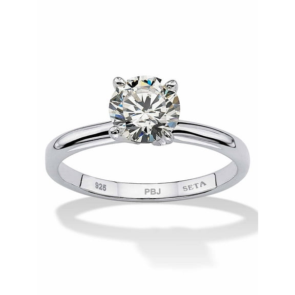 PalmBeach Jewelry Round Cubic Zirconia Solitaire Engagement Ring 1.08 TCW in Yellow Gold-Plated or Sterling Silver