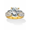 thumbnail image 1 of PalmBeach Jewelry Round Cubic Zirconia Step Top Engagement Ring 6.86 TCW 18K Yellow Gold-Plated or Platinum-Plated Sterling Silver, 1 of 5