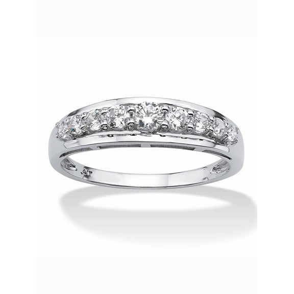 PalmBeach Jewelry Round Cubic Zirconia Wedding Band Ring in Solid 10k Yellow or White Gold .93 TCW