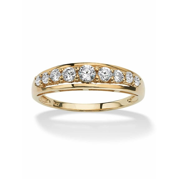 PalmBeach Jewelry Round Cubic Zirconia Wedding Band Ring in Solid 10k Yellow or White Gold .93 TCW