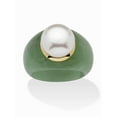 thumbnail image 1 of PalmBeach Jewelry Round Cultured Freshwater Pearl set in Genuine Black or Green Jade Ring 10k Yellow Gold, 1 of 6