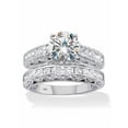 thumbnail image 1 of PalmBeach Jewelry Round Cut Cubic Zirconia 2 Piece Bridal Ring Set 3.08 TCW Two-Tone 18k Gold-Plated or Platinum-Plated Sterling Silver, 1 of 5