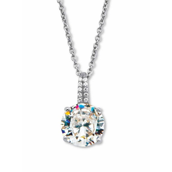 PalmBeach Jewelry Round Cut Cubic Zirconia Drop Pendant with CZ Accents 4.05 TCW in 18k Gold-Plated or Platinum-Plated Sterling Silver With 18-20" Chain