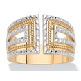 thumbnail image 1 of PalmBeach Jewelry Round Diamond Accent 18k Gold-Plated Two-Tone Art Deco-Style Wide Band Ring, 1 of 4
