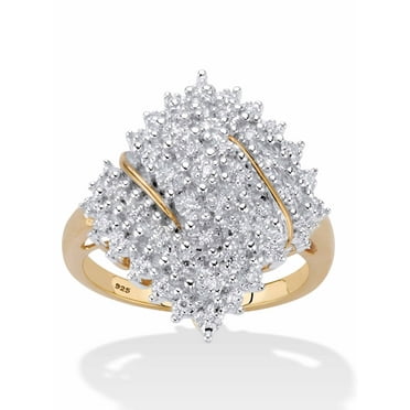 PalmBeach Jewelry Round Diamond Cluster Ring 1/4 TCW in 18k Gold-plated Sterling Silver