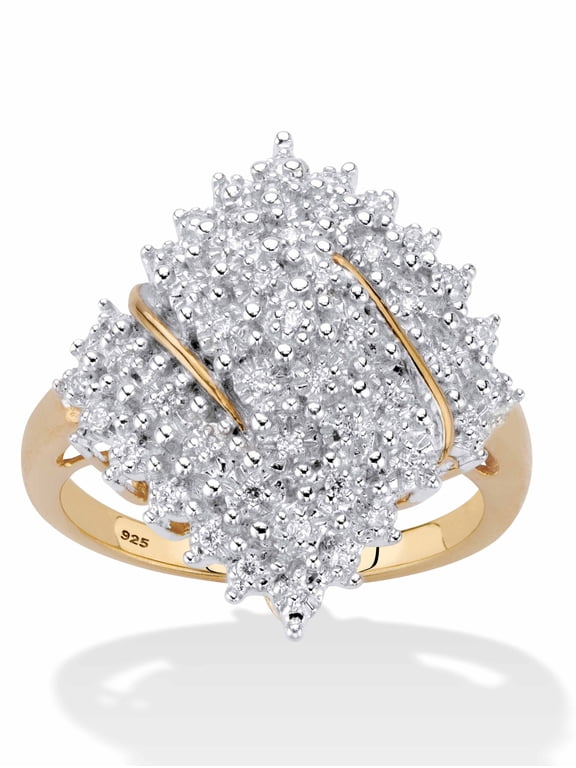 Round Diamond Cluster Ring 1/4 TCW in 18k Gold-plated Sterling Silver