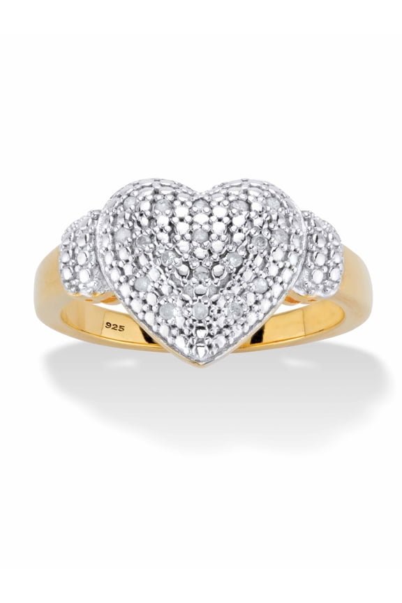 Round Diamond Heart-Shaped Cluster Ring 1/10 TCW in 18k Gold-plated Sterling Silver