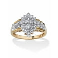 thumbnail image 1 of PalmBeach Jewelry Round Diamond Marquise-Shaped Step Ring 1/10 TCW in 18k Gold-Plated or Platinum-Plated .925 Sterling Silver, 1 of 5