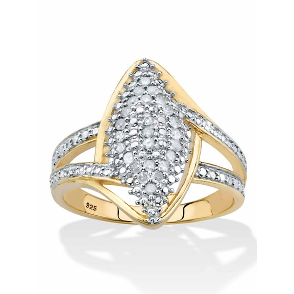PalmBeach Jewelry Round Diamond Split-Shank Cluster Ring 1/4 TCW in 14k Gold-plated Sterling Silver