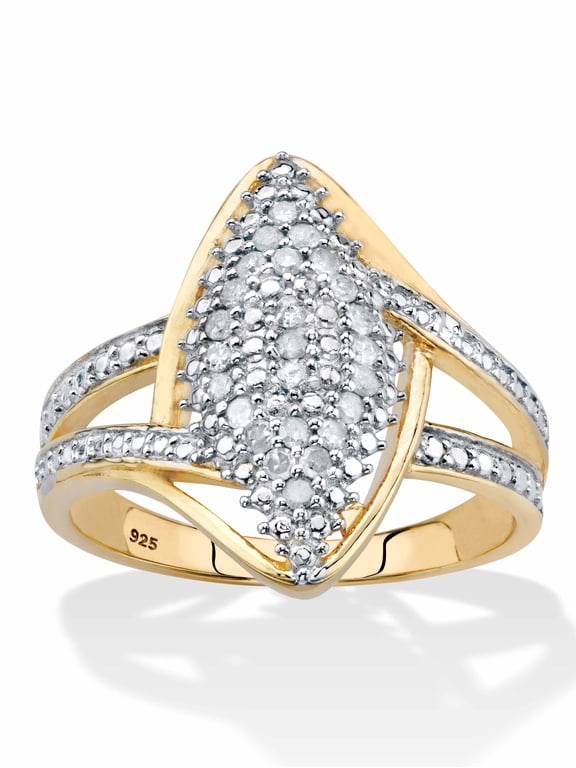 Round Diamond Split-Shank Cluster Ring 1/4 TCW in 14k Gold-plated Sterling Silver
