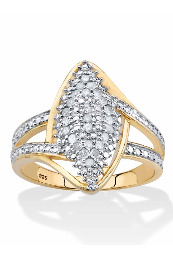 Round Diamond Split-Shank Cluster Ring 1/4 TCW in 14k Gold-plated Sterling Silver
