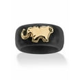 thumbnail image 1 of PalmBeach Jewelry Round Genuine Green Red or Black Jade Elephant Ring Band 10k Yellow Gold, 1 of 5