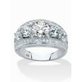 thumbnail image 1 of PalmBeach Jewelry Round Graduated Cubic Zirconia Anniversary Ring 3.41 TCW in Platinum-plated Sterling Silver, 1 of 6