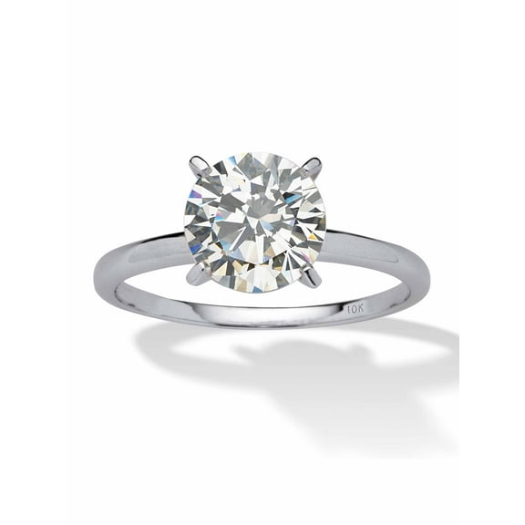 PalmBeach Jewelry Round Oval or Pear Cubic Zirconia Solitaire Engagement Ring 2 TCW in Solid 10k Yellow or White Gold