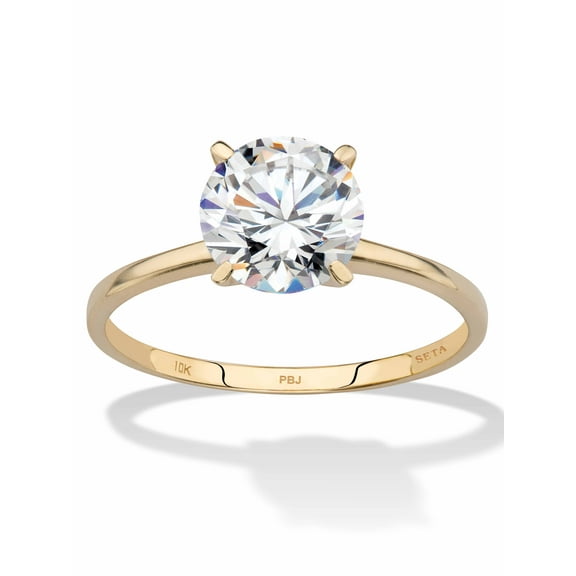 PalmBeach Jewelry Round Oval or Pear Cubic Zirconia Solitaire Engagement Ring 2 TCW in Solid 10k Yellow or White Gold