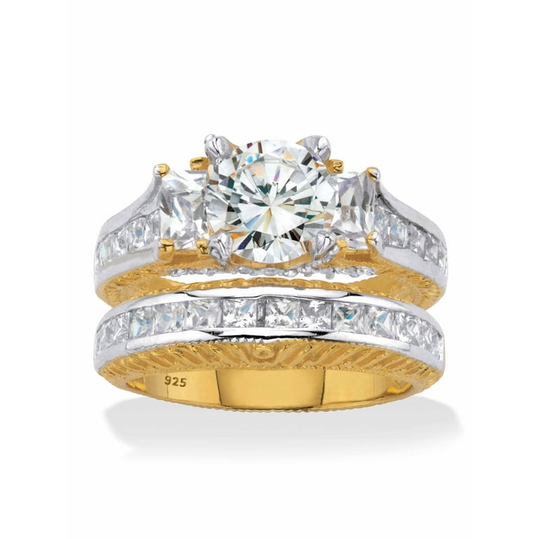 Sterling Silver 2-Piece CZ Princess Cut Channel Set Wedding Ring Set