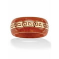 thumbnail image 1 of PalmBeach Jewelry Round Red Genuine Jade 14k Yellow Gold "Greek Key" Ring, 1 of 5