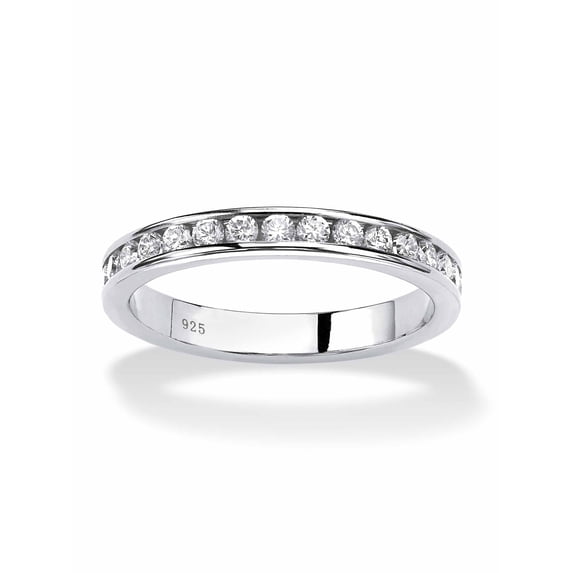 PalmBeach Jewelry Round Simulated Birthstone Band in 14K Yellow Gold Plated or Sterling Silver