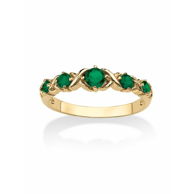 PalmBeach Jewelry Round Simulated Birthstone Gold-Plated "X & O" Stackable Ring