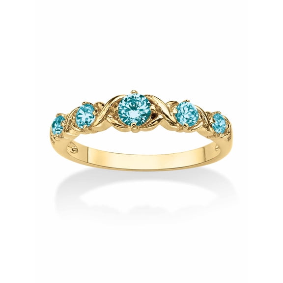 PalmBeach Jewelry Round Simulated Birthstone Gold-Plated "X & O" Stackable Ring