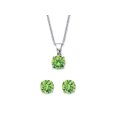 thumbnail image 1 of PalmBeach Jewelry Round Simulated Birthstone Solitaire Earring and Necklace Set in Platinum-plated Sterling Silver 18"-20", 1 of 6