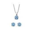 thumbnail image 1 of Round Simulated Birthstone Solitaire Earring and Necklace Set in Platinum over Silver 18"-20", 1 of 6