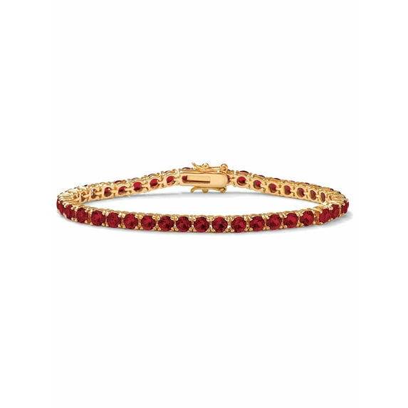 Round Simulated Birthstone Tennis Bracelet in Gold-Plated