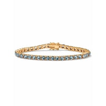 Round Simulated Birthstone Tennis Bracelet in Gold-Plated