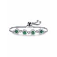 thumbnail image 1 of PalmBeach Jewelry Round Simulated Birthstone and Cubic Zirconia Adjustable Halo Slider Bracelet .92 TCW Platinum-Plated 9", 1 of 2
