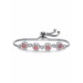thumbnail image 1 of PalmBeach Jewelry Round Simulated Birthstone and Cubic Zirconia Adjustable Halo Slider Bracelet .92 TCW Platinum-Plated 9", 1 of 2