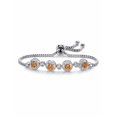 thumbnail image 1 of PalmBeach Jewelry Round Simulated Birthstone and Cubic Zirconia Adjustable Halo Slider Bracelet .92 TCW Platinum-Plated 9", 1 of 2
