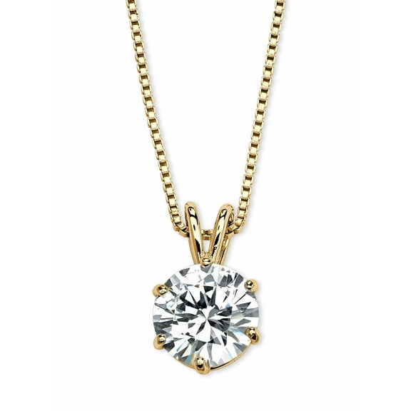 PalmBeach Jewelry Round Solitaire Cubic Zirconia Necklace 3 TCW in 14k Gold or Platinum Plated .925 Sterling Silver 18" Length