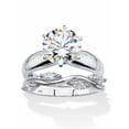 thumbnail image 1 of PalmBeach Jewelry Round and Marquise Cubic Zirconia 2-Piece Soltaire and Twisted Vine Bridal Ring Set 3.90 TCW in Sterling Silver, 1 of 6