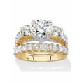 thumbnail image 1 of PalmBeach Jewelry Round and Princess-Cut CZ 2 Piece Bridal Ring Set 4.69 CTW Two-Tone 18k Gold-Plated or Platinum-Plated Sterling Silver, 1 of 5