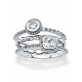 thumbnail image 1 of PalmBeach Jewelry Round and Square Cubic Zirconia 3-Piece Stackable Ring Set .62 TCW in Yellow Gold-Plated or Sterling Silver, 1 of 5