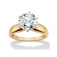 thumbnail image 1 of PalmBeach Jewelry Round or Marquise Cubic Zirconia Solitaire Engagement Ring in 18k Gold-Plated or Platinum-Plated Sterling Silver, 1 of 5