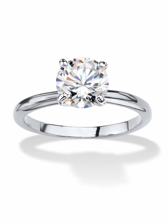 Round or Oval Cubic Zirconia Solitaire Engagement Ring in Gold-Plated Platinum-Plated or Silvertone