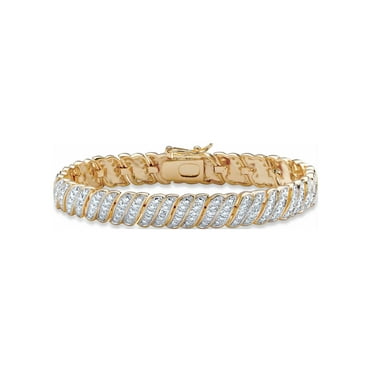 PalmBeach Jewelry S-Link Bracelet Diamond Accent 008 ct tw in 14k Yellow Gold, 7" or 8"