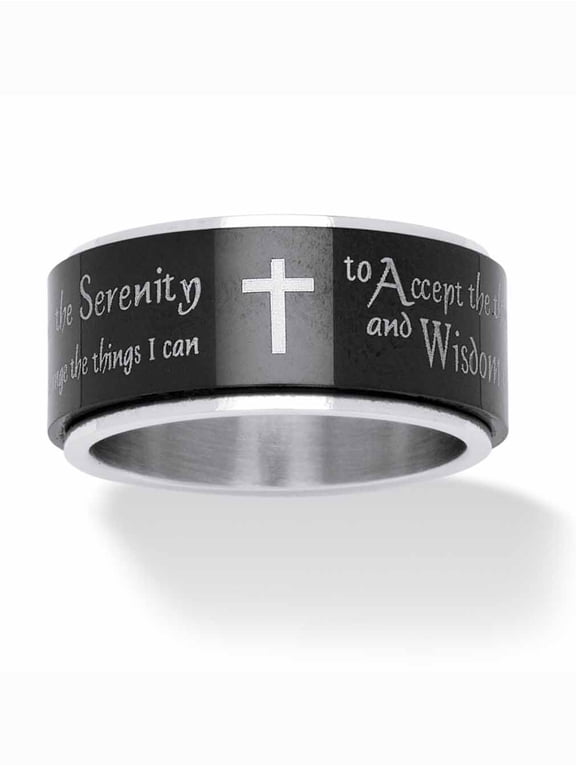 Serenity Prayer Inscription Ring in Gold or Black Ion Plated or Stainless Steel