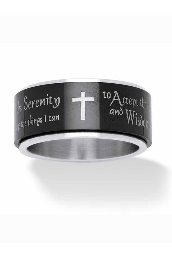 Serenity Prayer Inscription Ring in Gold or Black Ion Plated or Stainless Steel