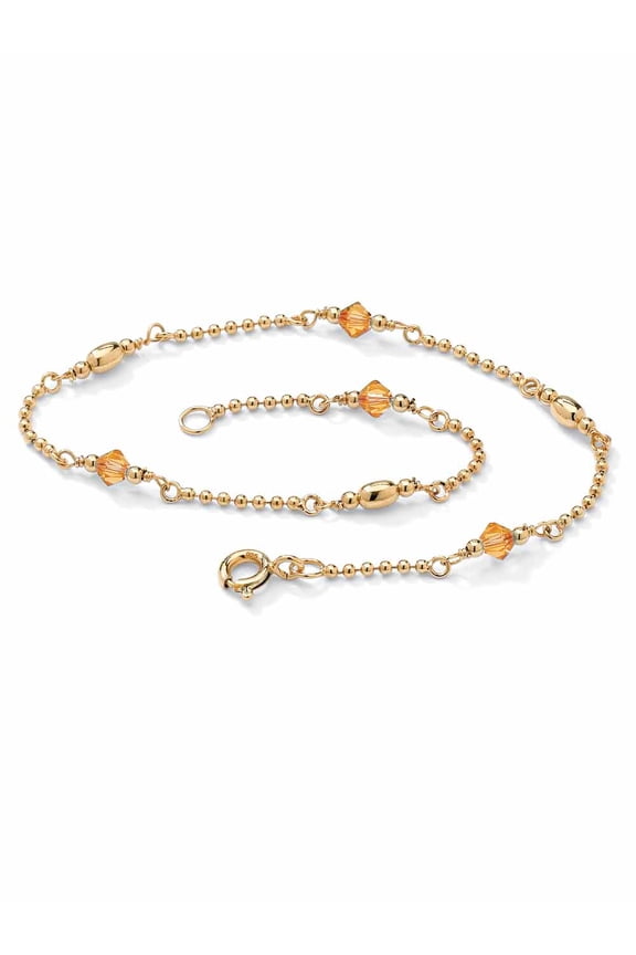 Simulated Birthstone Ankle Bracelet Gold-Plated or Platinum-Plated Silver