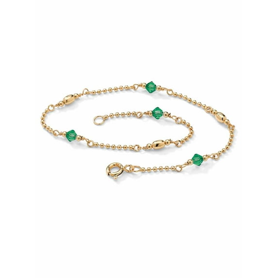 PalmBeach Jewelry Simulated Birthstone Ankle Bracelet Gold-Plated or Platinum-Plated Silver