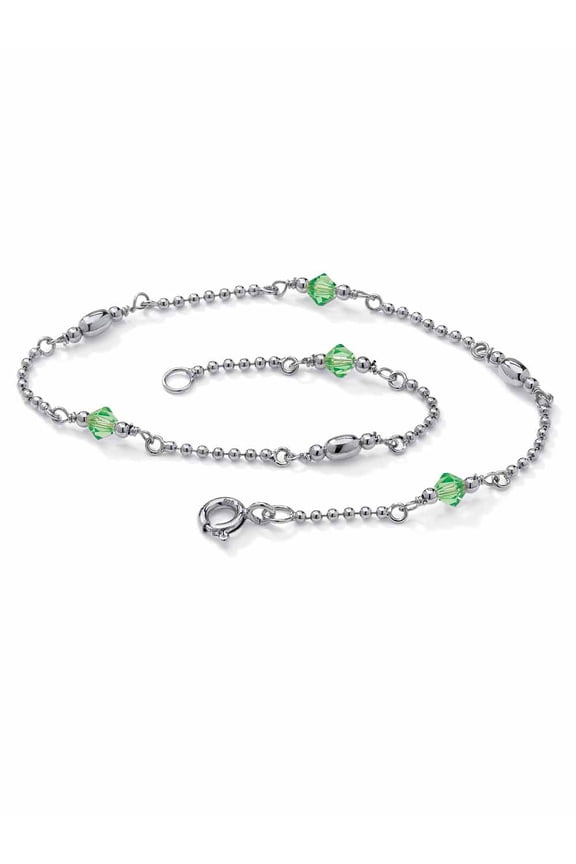 Simulated Birthstone Ankle Bracelet Gold-Plated or Platinum-Plated Silver
