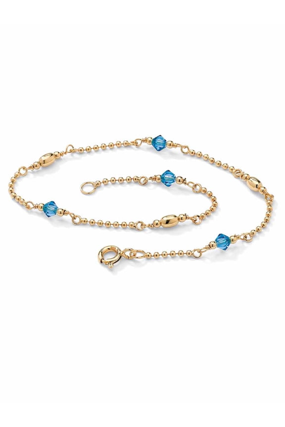Simulated Birthstone Ankle Bracelet Gold-Plated or Platinum-Plated Silver